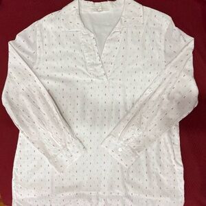 Lindi & Anderson White Tunic Blouse w/ Metallic Confetti Dots – Size XL